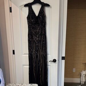 R&M Richards Black Sequin Maxi Dress